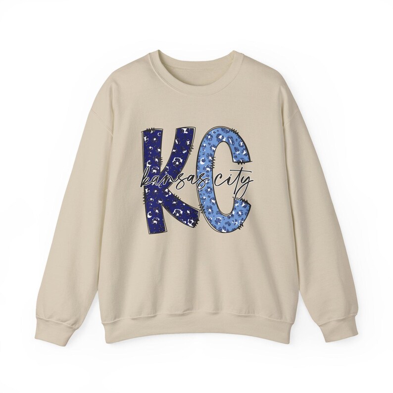 Kansas City Baseball KC Leopardmönstrad Crewneck-tröja | Kungsblå Kläder och Utrustning för Team Tailgate bild 5