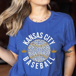 Baseballshirt Kansas City, T-shirt koningsblauwe jersey afbeelding 2