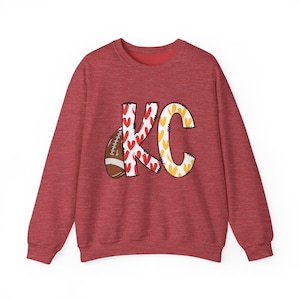 Kansas City Football Sweatshirt, KC Football Crewneck, KC Team Jersey, Fan Gear, Tailgate Apparel, Football Fan Gift, KC Pride Hearts Shirt image 9
