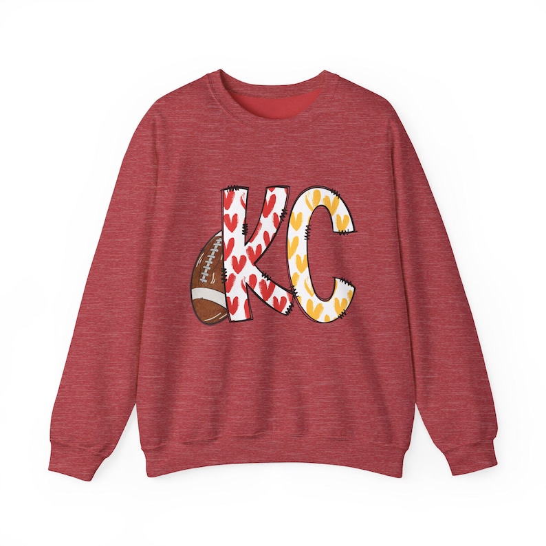 Kansas City Football Sweatshirt, KC Football Crewneck, KC Team Jersey, Fan Gear, Tailgate Apparel, Football Fan Gift, KC Pride Hearts Shirt image 9