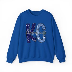 Kansas City Baseball KC Leopardmönstrad Crewneck-tröja | Kungsblå Kläder och Utrustning för Team Tailgate bild 8