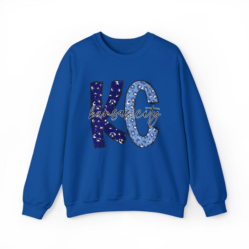 Kansas City Baseball KC Leopardmönstrad Crewneck-tröja | Kungsblå Kläder och Utrustning för Team Tailgate bild 8