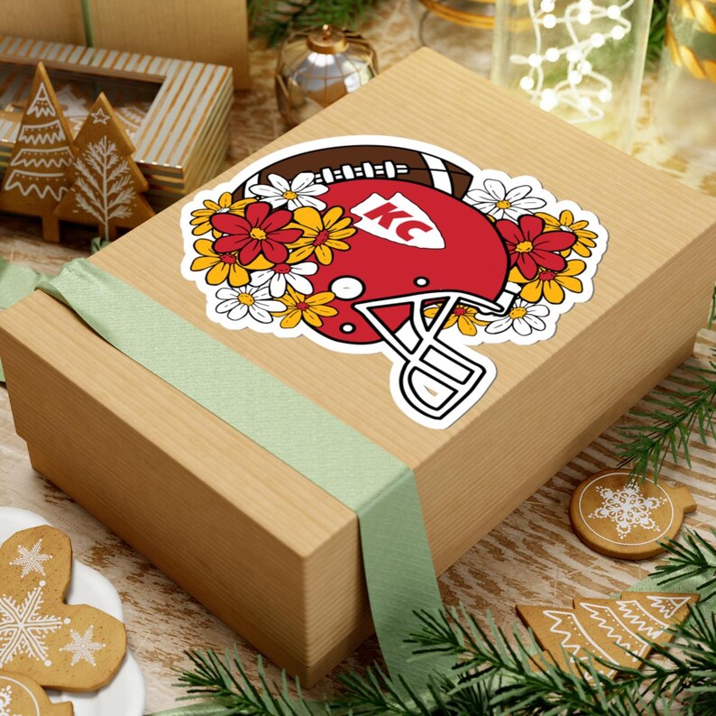 Kansas City Football Kiss-Cut Sticker - KC Floral Football Fan Decal, KC Pride Flower Decal, Team Spirit Sticker, KC Football Lover Gift image 5