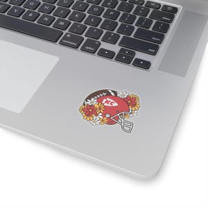 Kansas City Football Kiss-Cut Sticker - KC Floral Football Fan Decal, KC Pride Flower Decal, Team Spirit Sticker, KC Football Lover Gift image 4