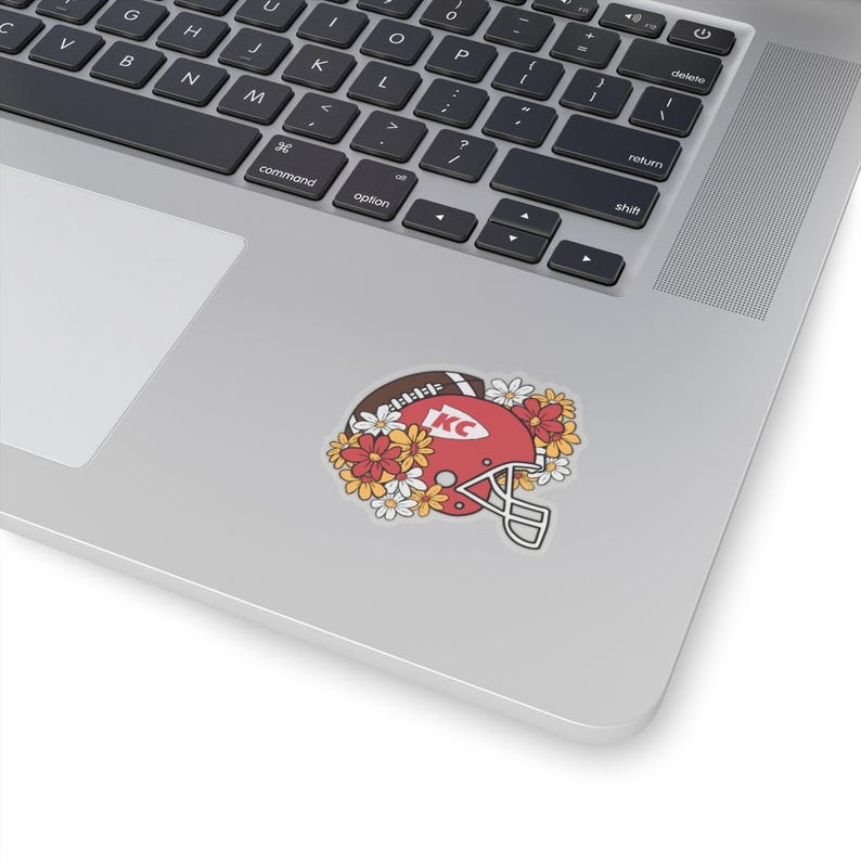 Kansas City Football Kiss-Cut Sticker - KC Floral Football Fan Decal, KC Pride Flower Decal, Team Spirit Sticker, KC Football Lover Gift image 4
