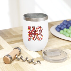 Kansas City Football Wine Tumbler, KC Football Leopard Print Wine Cup, Tailgate Drinkware, Football Fan Gift, KC Team Spirit Drink Cup image 2