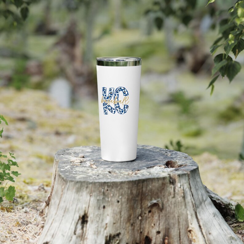 Kansas City Baseball Tumbler, KC Sports Team Fan Drink Cup, Baseball Tailgate Tumbler, Royal Blue Leopard Design Insulated Mug, Drink Cooler image 3