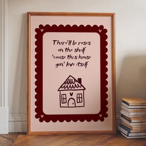 Olivia Dean Lyrics Print Baby Steps Song Quote Poster Cute House Bedroom Decor Red Pink Wall Art Music Printable Gifts for Bestie