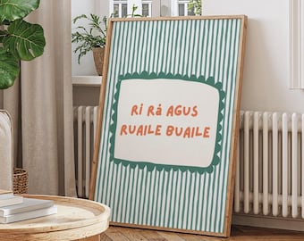 Irish Quote Art Trendy Ireland Saying Green Stripe Decor Gifts for Irish Housewarming Gifts Ireland Art Gaelic Dopamine Decor Funky Wall Art