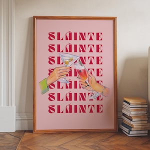 Sláinte Irish Cheers Bar Cart Decor Irish Saying Gifts for Expats Cocktail Print Dopamine Decor Ireland Art Gaelic Print Happy Hour Wall Art