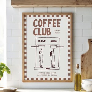 Coffee Club Wall Art Retro Coffee Poster Coffee Cart Print Coffee Station Decor Coffee Lover Art Coffee Bar Print Art  Coffee Vibes Instant Download Printable Art Coffee Addict Art Funny Kitchen Poster