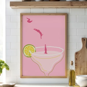 Margarita Print bunt Barwagen Kunst Galerie Wand Set Retro Happy Hour Dekor lustige Bar ästhetische Kunst Getränke Wanddekoration Instant Download