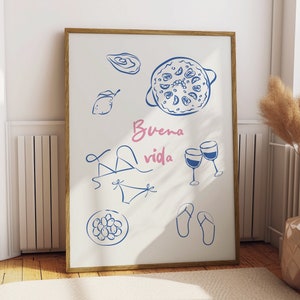 Buena Vida Sommer Druck Spanische Wand Kunst Europäischer Sommer Poster Tapas Druck Tapas Druck Kunst Minimalistische Kunst Positive Kunst SofortDownload