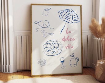 La Dolce Vita Print Italienische Amalfiküste Wand Kunst Europäischer Sommer Poster Weiblicher Druck Italienisches Zitat Art Minimalist Print Instant Download