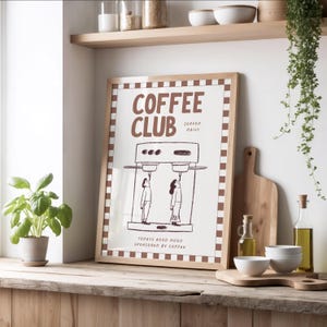 Coffee Club Wall Art Retro Coffee Poster Coffee Cart Print Coffee Station Decor Coffee Lover Art Coffee Bar Print Art  Coffee Vibes Instant Download Printable Art Coffee Addict Art Funny Kitchen Poster