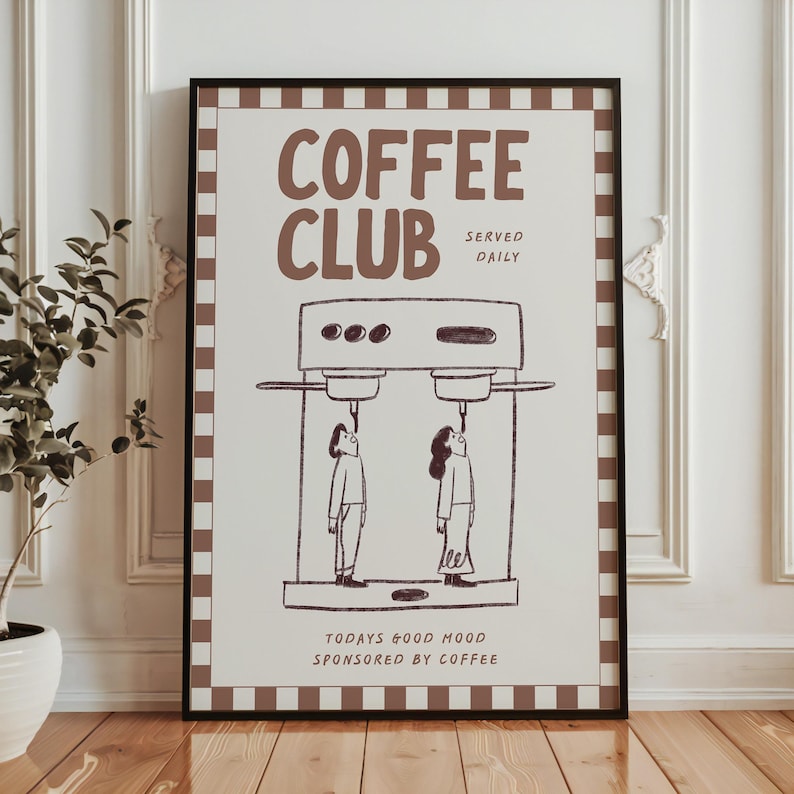 Arte de pared de club de café, póster de café retro, impresión de carrito de café, decoración de estación de café, arte para amantes del café, impresión de barra de café, arte, ambiente de café imagen 4