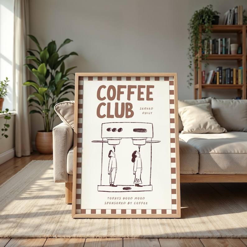 Coffee Club Wall Art Retro Coffee Poster Coffee Cart Print Coffee Station Decor Coffee Lover Art Coffee Bar Print Art  Coffee Vibes Instant Download Printable Art Coffee Addict Art Funny Kitchen Poster