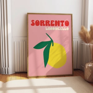 Cartel de Sorrento Impresiones italianas de moda Cartel de Limoncello Cartel de viaje preppy Cartel de pared maximalista Italia Impresiones coloridas Cartel de exposición