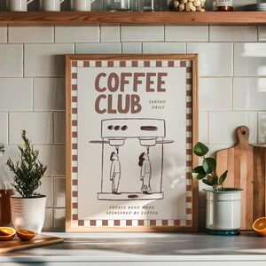 Arte de pared de club de café, póster de café retro, impresión de carrito de café, decoración de estación de café, arte para amantes del café, impresión de barra de café, arte, ambiente de café imagen 2