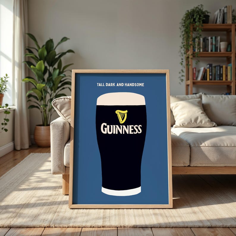 Sláinte Set of 2 Prints Guinness Art Cheers Drink Wall Art Blue Funny Bar Cart Decor Gifts for Irish Gifts For Him Retro Poster Ireland Art Printable Art Instant Download