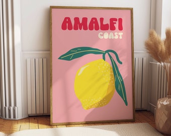 Amalfi Küste Poster Italienische Trendige Drucke Preppy Reise Poster Maximalist Wand Kunst Italien Bunte Drucke Ausstellung Poster Europäischer Sommer