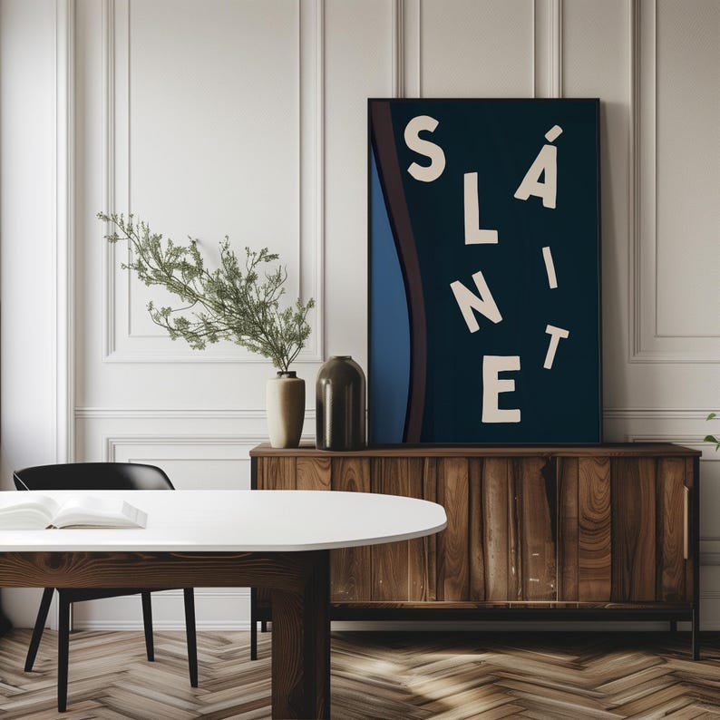 Sláinte Set of 2 Prints Guinness Art Cheers Drink Wall Art Blue Funny Bar Cart Decor Gifts for Irish Gifts For Him Retro Poster Ireland Art Printable Art Instant Download