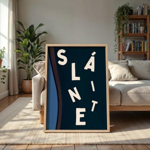 Sláinte Set of 2 Prints Guinness Art Cheers Drink Wall Art Blue Funny Bar Cart Decor Gifts for Irish Gifts For Him Retro Poster Ireland Art Printable Art Instant Download