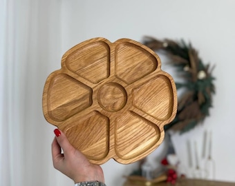 Oak Wooden Snack Platter, 30cm Serving Tray, Charcuterie Board