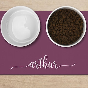 Personalized Pet Placement - Script Font, Food Bowl Mat, Dog Mom Gift, Cat Mom Gift, Pet Water Mat, Pet Bowl Mat, New Puppy Gift