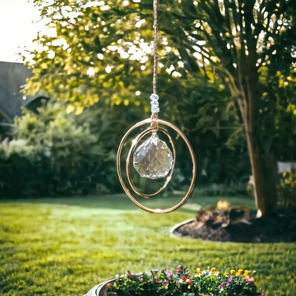 Crystal Ball Suncatcher, Crystal Garden Hanging, Rainbow Suncatcher, Outdoor Hanging,Garden Hanging, Gift for Her, Dopamine Decor