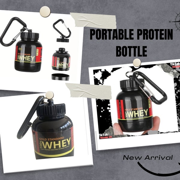 Portable protein bottle protein powder pre-workout portable bottle keyring creatine bottle whey protein bottle portable gym fitness keyring