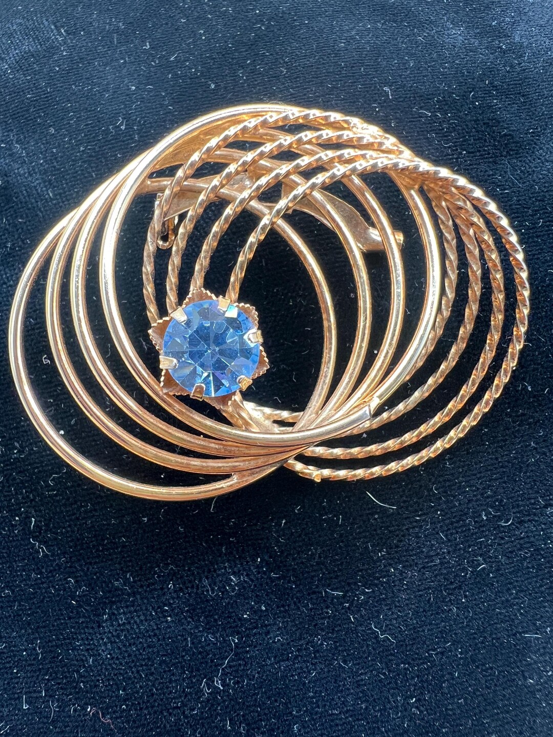 Vintage Circles Pin With Blue Star - Etsy