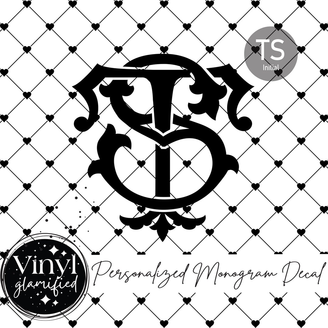 Custom Initial Monogram Vinyl Decal – Modern Style - Etsy