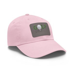 Golf Sport mum hat with rectangular leather patch- Customized mum hat- adjustable mesh cap- Personalized trucker hat