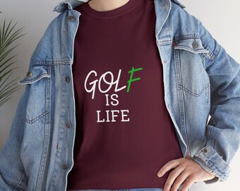 Golf is Life Unisex schweres Baumwolle T-Shirt - Golf T-Shirt - Unisex schweres Baumwolle T-Shirt - Golfer Geschenk - 100% Bio-Baumwolle