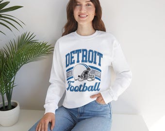 Suéter para fanáticos del fútbol de Detroit, suéter para el día del juego del domingo, suéter de fútbol, fútbol de Detroit, regalo para fanáticos, sudadera unisex con cuello redondo Heavy Blend™