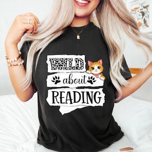Cat Reading PNG, Wild About Reading Design, Teacher Librarian Shirt (Digital Download)