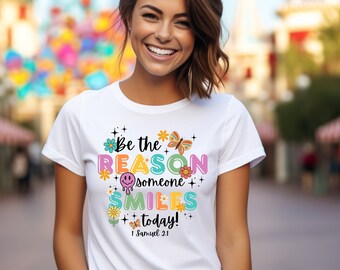 Sei der Grund 1 Sam 2: 1 Smiley Shirt Christliches T-Shirt Geschenk für Kirchenfreund Religiöses Kleid Bibel Vers T Inspirational Glaube Shirt