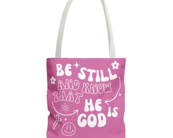 Bolsa de mano rosa ÉL ES DIOS, bolsa de mano con versículos bíblicos, regalos cristianos para ella, bolsa de la Biblia, regalos religiosos, bolsa de algodón reutilizable para la iglesia