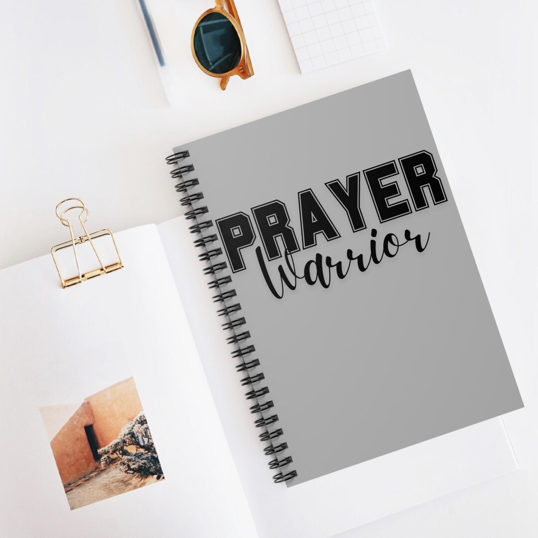 PRAYER WARRIOR Light Gray Spiral Notebook - Ruled Line Christian Sermon ...