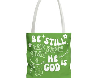 HE IS GOD sage Tote Bag, Bible Verse Tote Bag, Christian Gifts for her Bible Bag, Religious Gifts, Reusable Cotton Tote for Church