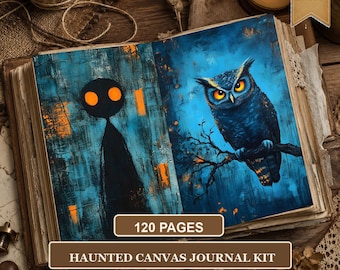 Halloween Junk Journal Pages, Haunted Painterly Printable Kit, Spooky Ephemera, 120 US Letter Digital Scrapbook Papers