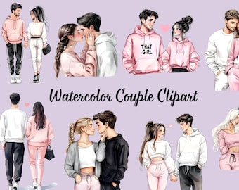Watercolor Couple Clipart, Romantic Couple PNG, Love Clipart, Watercolor Couple Graphics, Wedding Clipart, Valentine PNG Bundle