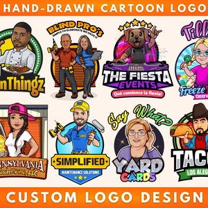 Cartoon Logo, Custom Logo Design, Mascot Character Business Logo Maker, Graphic Designer, Hand Drawn Portrait Logo, Caricature Company Logo