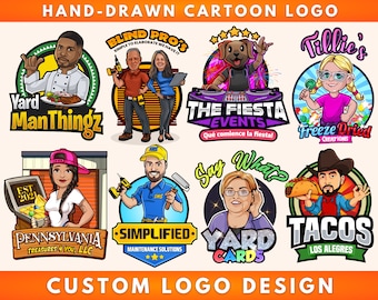 Cartoon Logo, Custom Logo Design, Mascot Character Business Logo Maker, Graphic Designer, Hand Drawn Portrait Logo, Caricature Company Logo