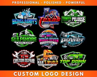 Custom Logo Design, Professional Graphic Designer, Trucking Logo, Auto Detailing Car Logo, Lawn Care Logo, Business Washing Company Logos