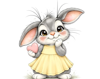 Paquete de 30 pegatinas de conejito de emociones: pegatinas PNG de estado de ánimo para planificador digital kawaii, gráficos imprimibles de Goodnotes