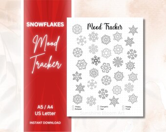 Snowflake Mood Tracker - Printable Mood Tracker - Daily Mood Tracker - Journal Template - Rate my Day - Planner Template –Color Mood Tracker
