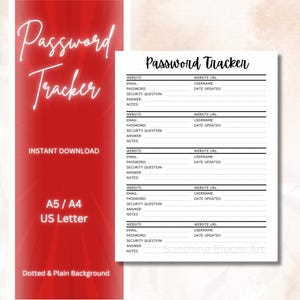Password Tracker - Password Log - Password Organizer- Password List - Password Keeper - Password Book - Password Manager - Password Planner