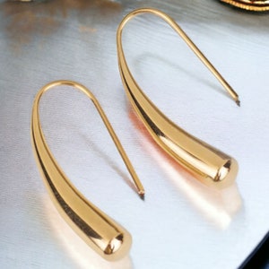 18K Gold Waterdrop earrings, dangle earrings, hook earrings, minimalist earrings, earrings for women, gift for her